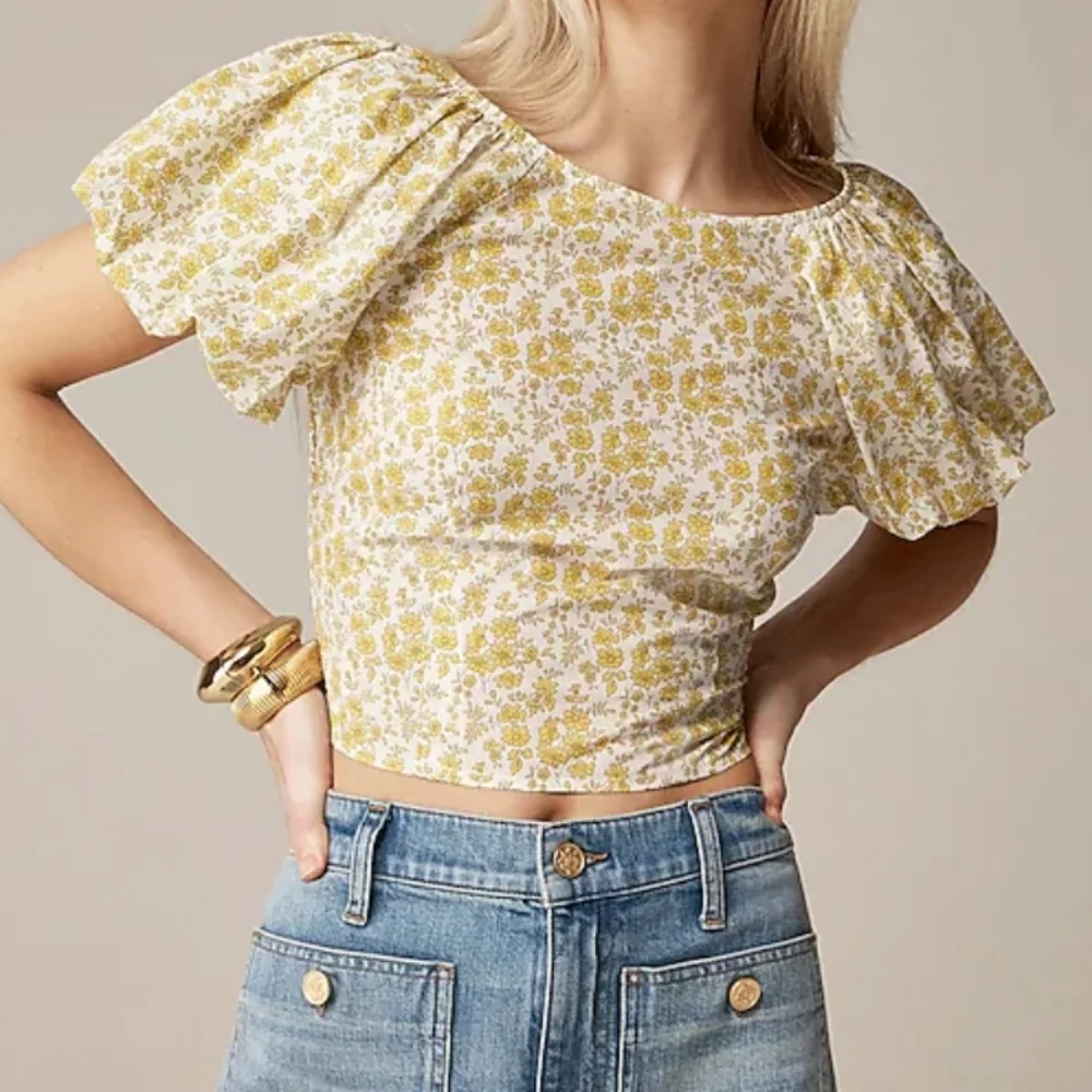 J.Crew Fitted Puff-Sleeve Top In Liberty Chapel Fabric